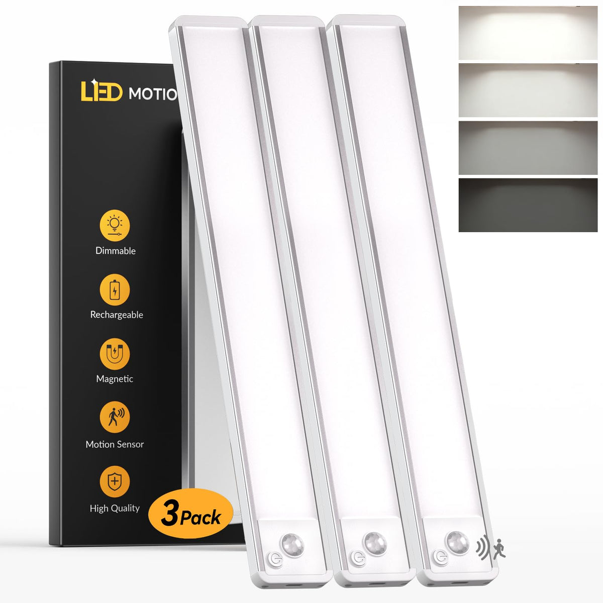 Under Cabinet Kitchen Lights, Motion Sensor Lights Indoor, 20CM, 3 Pack