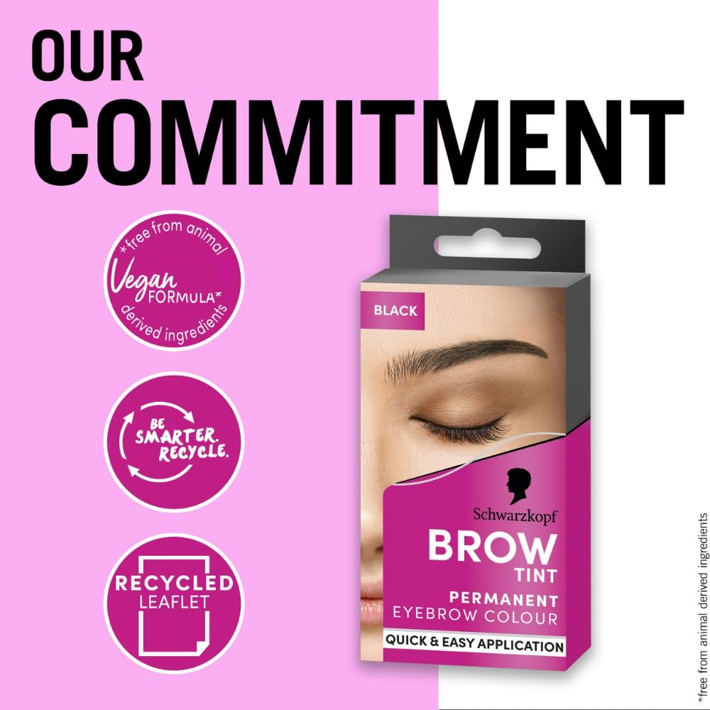 Schwarzkopf Brow Tint Dark Brown (10ml), Permanent Eyebrow Tint, Long-Lasting Intensity, Water- and Smudge-Proof, Easy Application Brow Tint for Up to 10 Applications, Vegan Formula