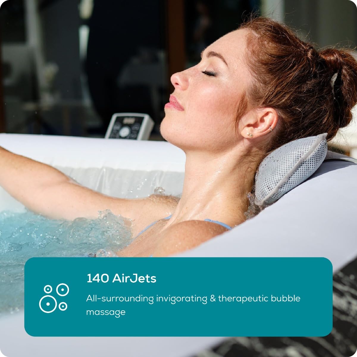 Lay-Z-Spa Paris Luxe AirJet Inflatable Hot Tub with 140 AirJets, LED Lighting System, FreezeShield, Energy-Saving Timer & Ultra-Durable TriTech Construction, Fits Up to 6 People