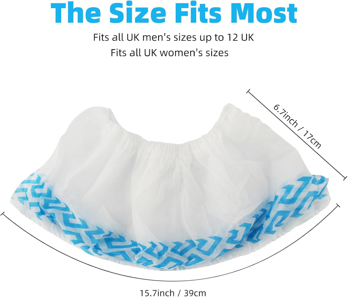 WUJUN 100/200 Pack Blue/Black Disposable Shoes Covers Boot Cover Waterproof, Dust-proof, Non-slip, One Size Fit Most, Protect Your Shoes, Carpets and Floors. Cleaning Accessories