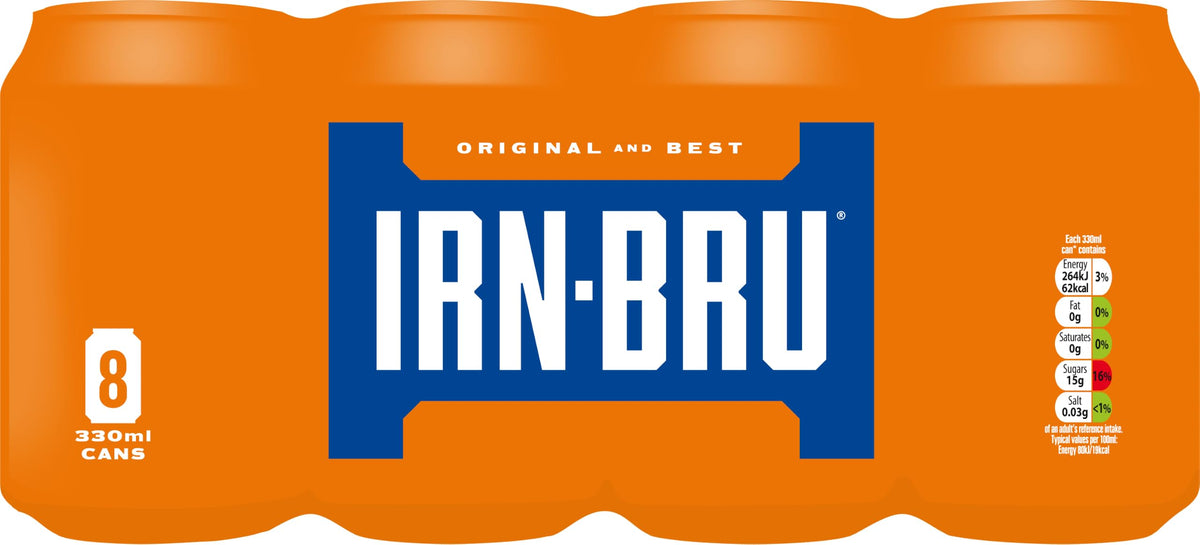 IRN-BRU Carbonated Soft Drink, 24 Pack, 330ml Cans