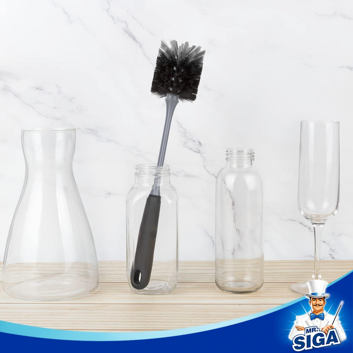 MR.SIGA Long Handle Bottle Brush, Non-Scratch Water Bottle Brush Cleaner