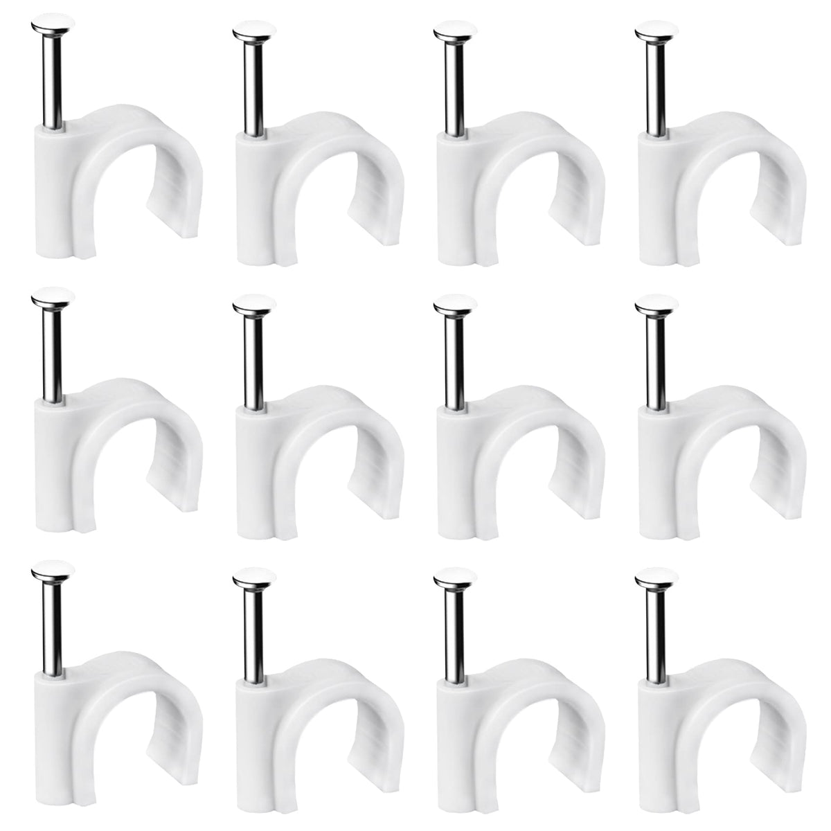 Abnii Cable Clips, 400 Pcs, 4mm 6mm 8mm 10mm Nail Clip, White