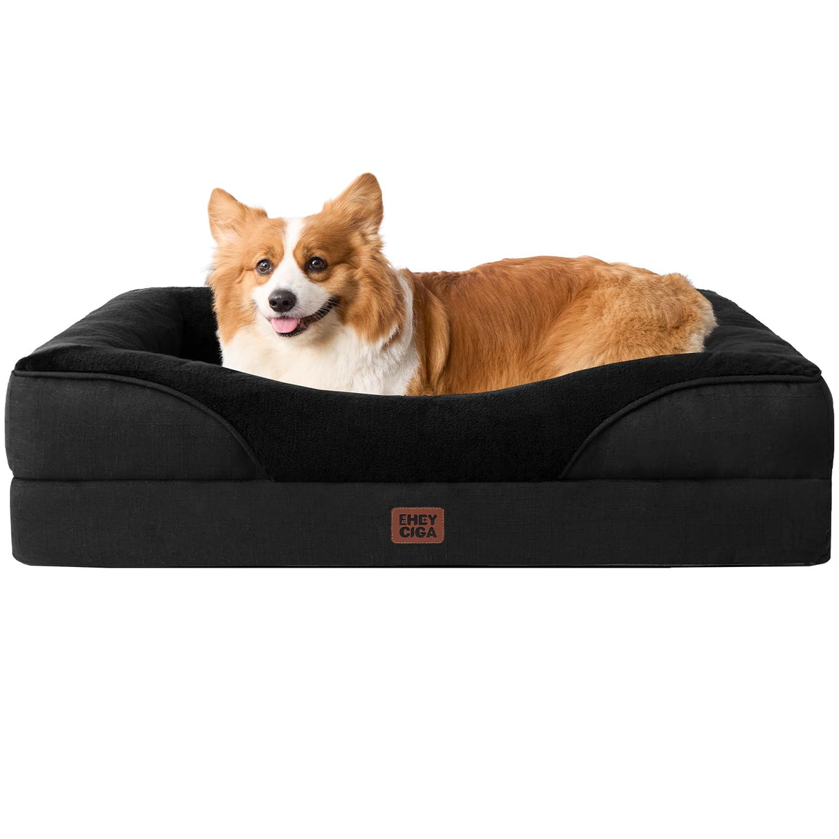 EHEYCIGA Memory Foam Orthopedic Dog Beds Large, 91x68x17cm, Dark Grey