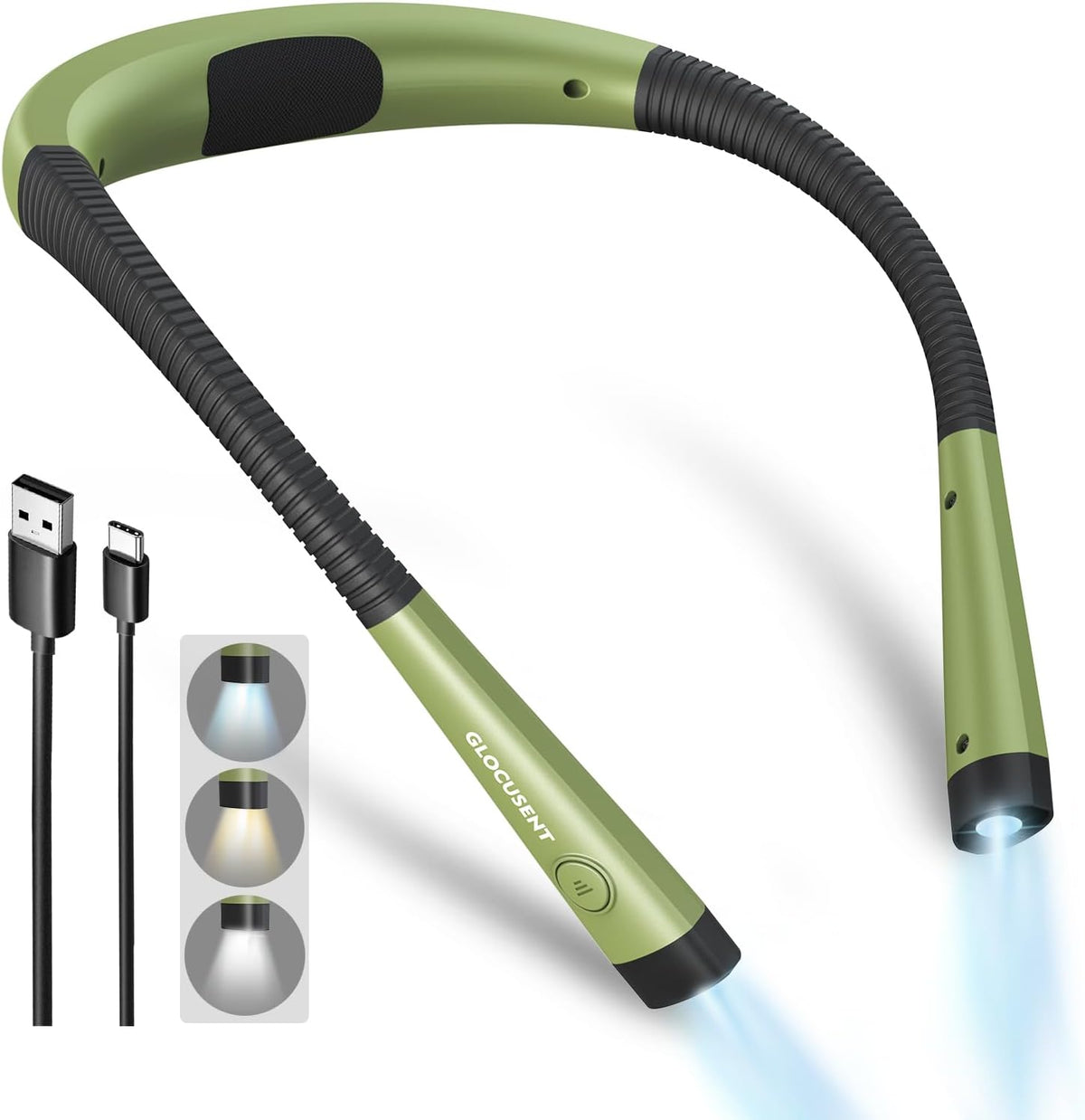 Glocusent Reading Light, Original LED Neck Lights 3 Colors 6 Brightness