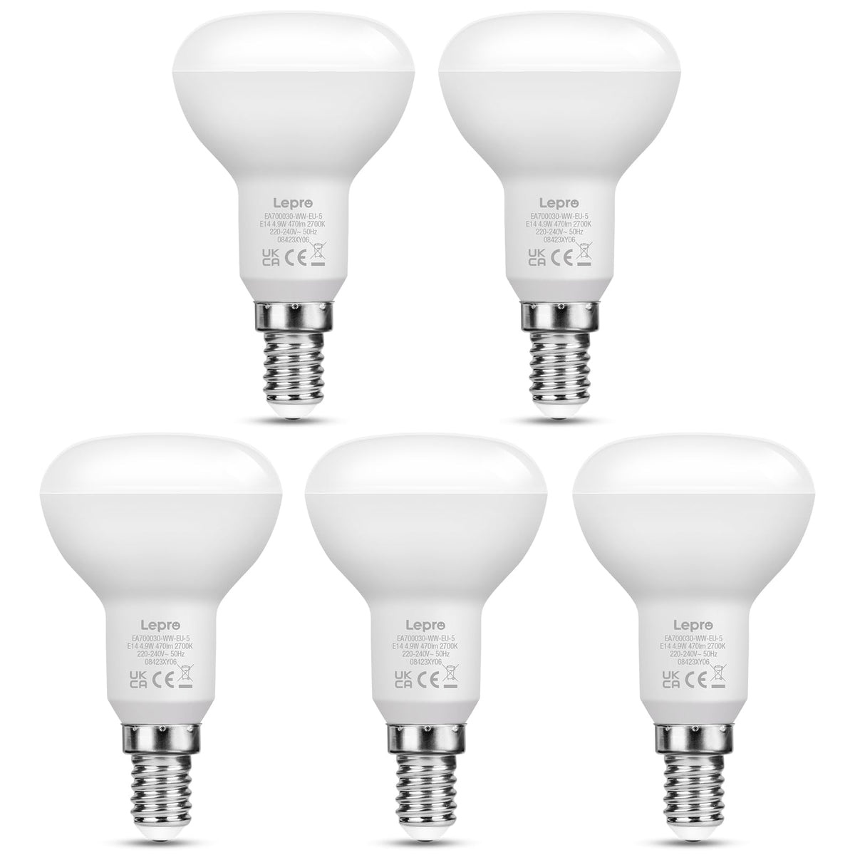 Lepro R50 E14 LED Light Bulb, Warm White 2700K, 4.9W=40W, 470LM, Pack of 3