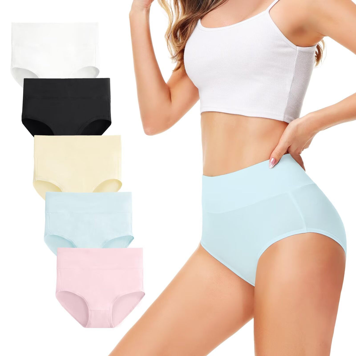 Underwear Women High Waisted Knickers for Women 5 Pack Full Briefs