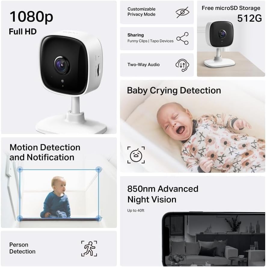 Tapo TC60 Full HD Indoor Security Camera Pet Camera Baby Camera