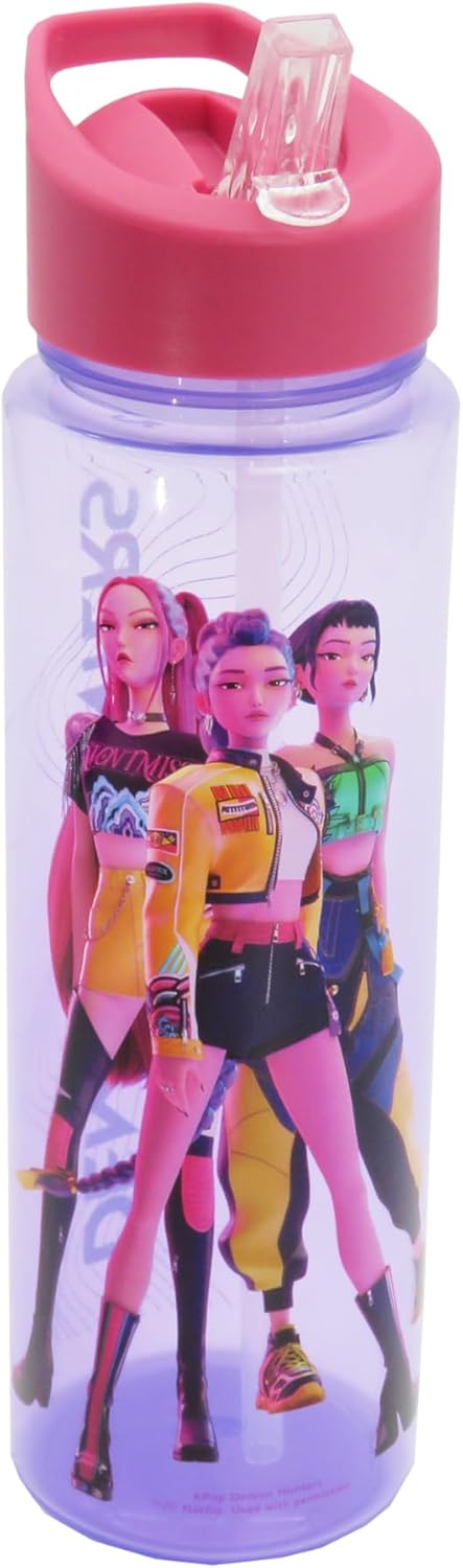 K-pop Demon Hunters (Trio Plastic Drinks Bottle, 24oz/700ml Capacity, Officially Licensed Product, Reusable K-Pop Water Bottle for Fans & Fitness, Pink