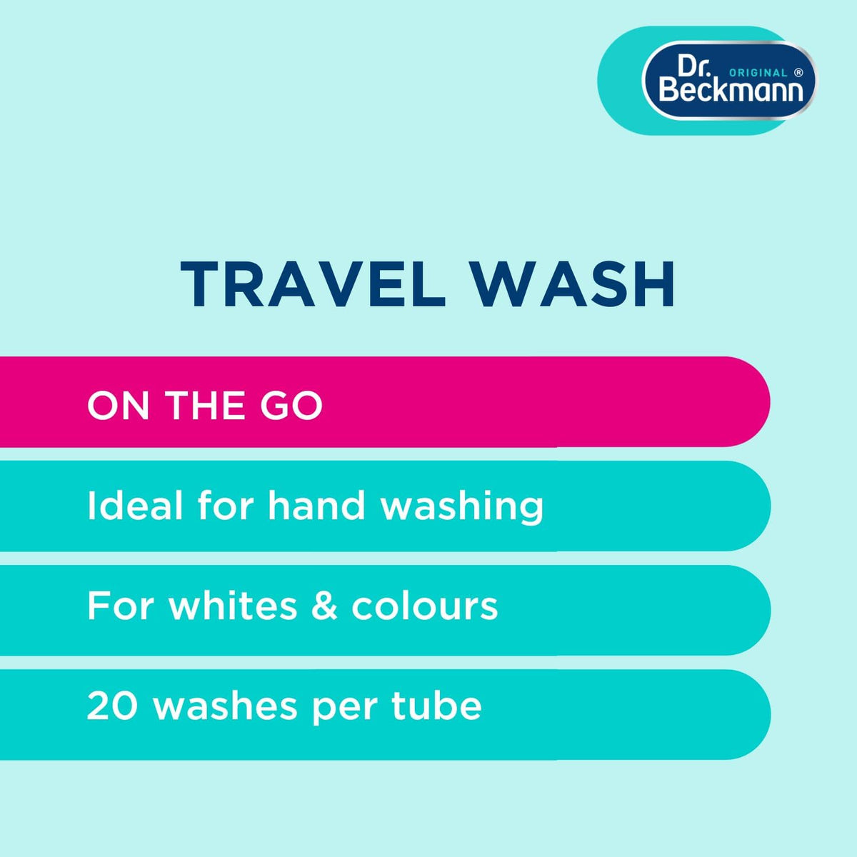 Dr. Beckmann Travel Wash | Clean laundry ON THE GO | up to 20 washes | 100ml