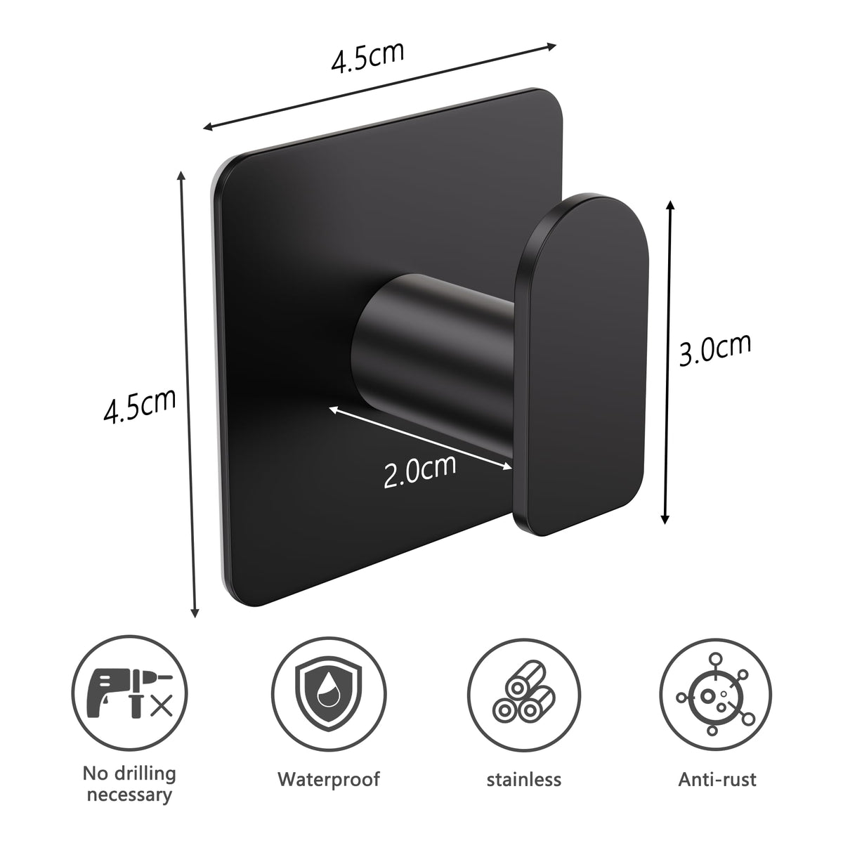 Aikzik 4 Pack of Self Adhesive Hooks, Max 8kg Load Sticky Hooks, Tea Towel Hooks, Versatile Self-Adhesive Wall Hooks for Use in Bathrooms, Kitchens, Doors, Cupboards, Bed Curtains, Towels, Key