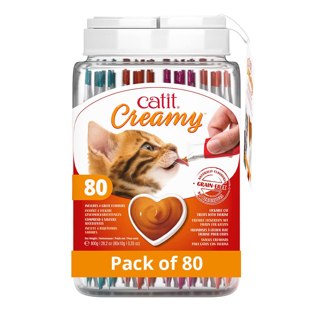 Catit Creamy Salmon & Prawn Lickable Cat Treats for Cats & Kittens 15x10g