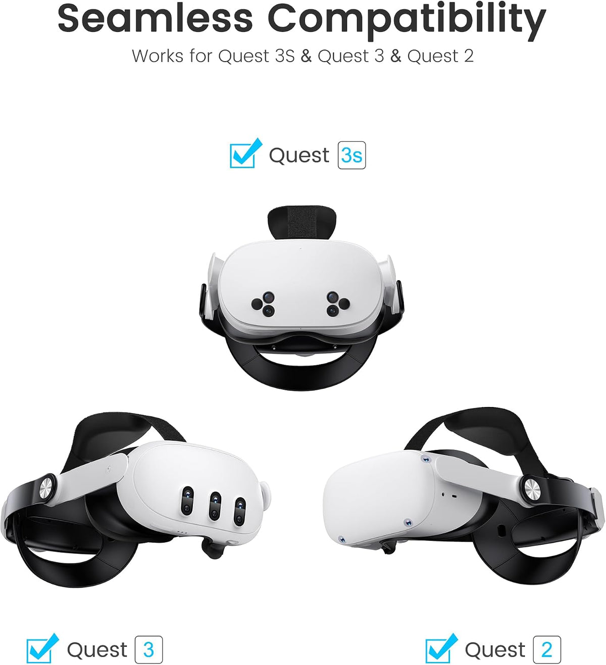 Comfort Head Strap for Meta Quest 3/3S/Meta Quest 2,VR Headset Elite Strap Replacement for Oculus Quest 3/3S/2 Accessories,Stable Elite Strap Pressure-Reduce Headstrap
