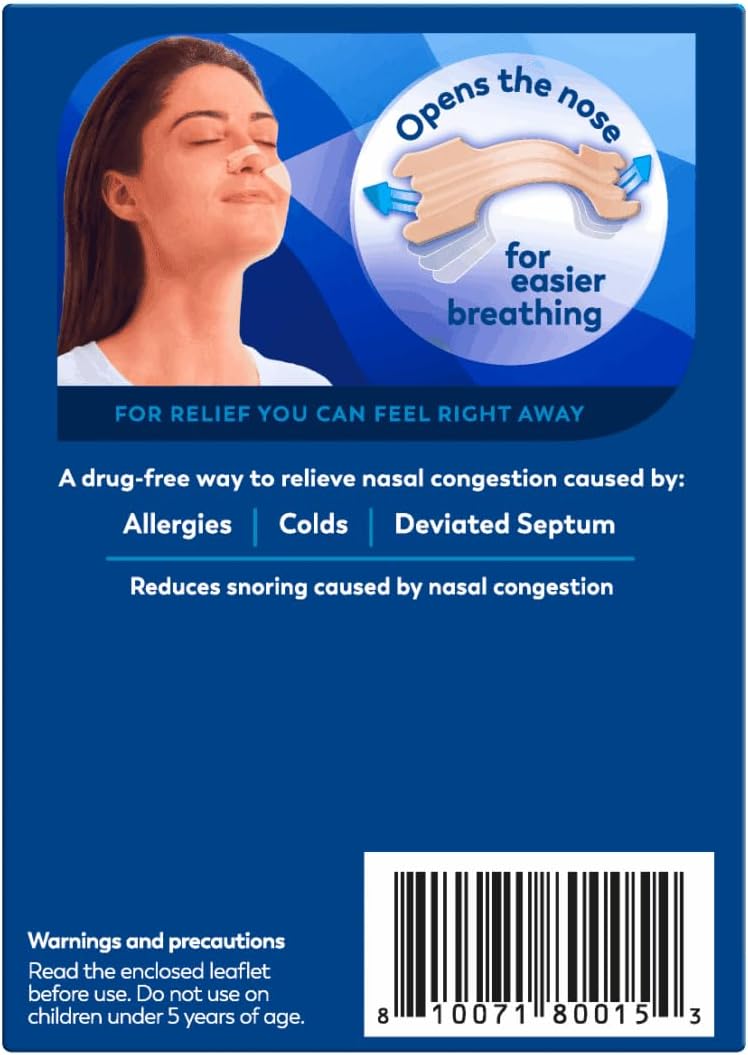 Breathe Right, Original Beige, Nasal Strips, Large, 30 Pieces