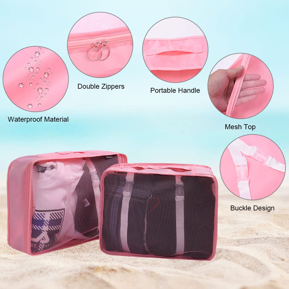 OSDUE Packing Cubes for Suitcase, 8PCS Thickening Travel Organiser Packing Bags Lightweight Travel Accessories Organizers Essentials Clothes Shoes Cosmetics Toiletries Storage Bags