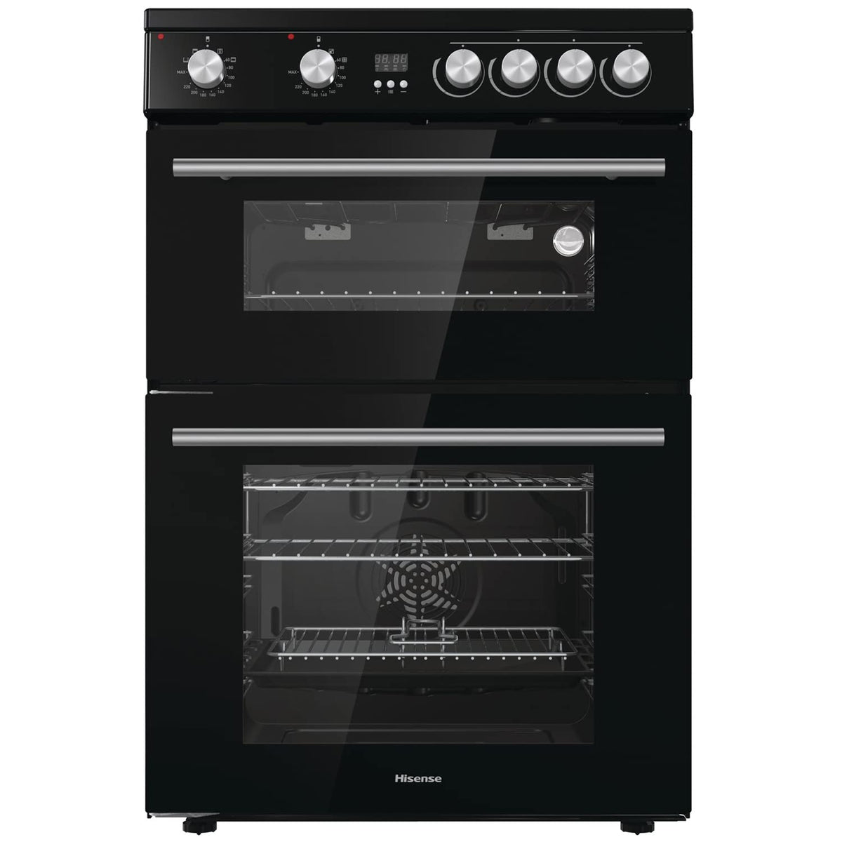 Hisense HDUKC60W 60cm Electric Cooker with Ceramic Hob-White, A Rated Double Oven 50L/80L [Energy Class A]