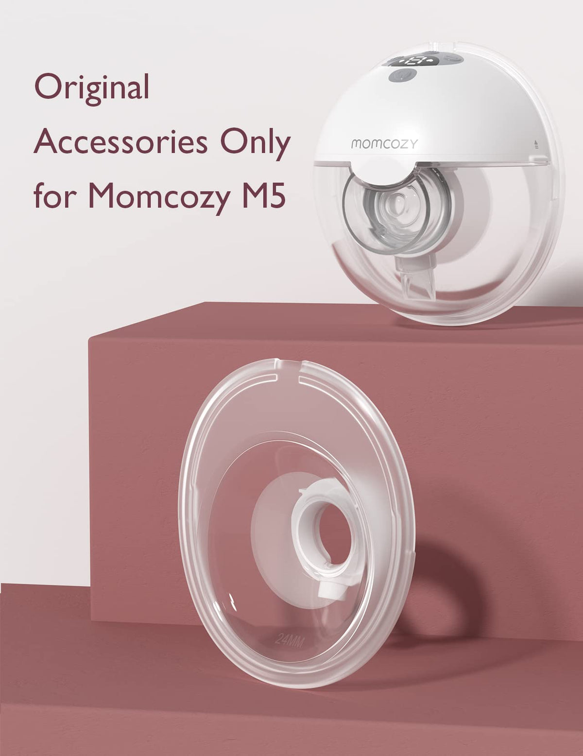 Momcozy Full Set Collector Cup Only Compatible with Momcozy M5 NOT for Others. Original M5 Breast Pump Replacement Accessories (160ml, with Double-Sealed Flange 24mm)