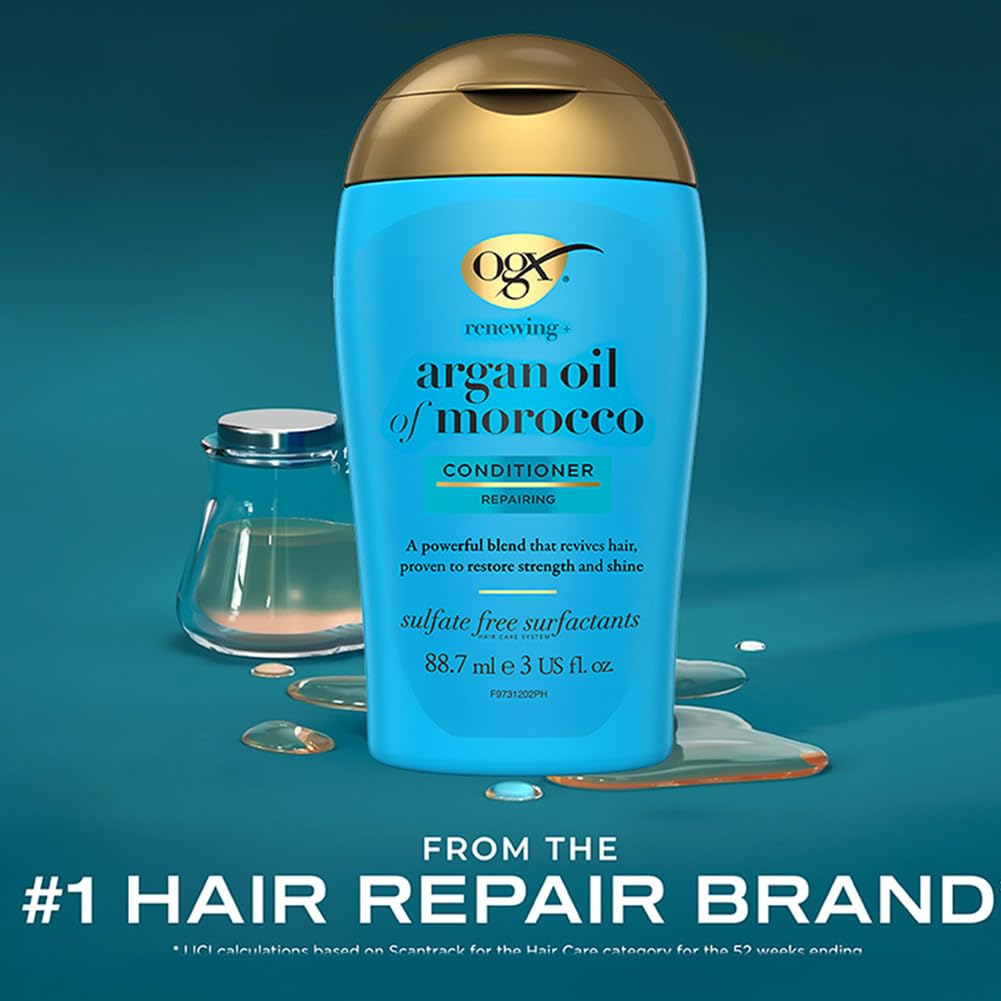 OGX Argan Oil of Morocco Hair Conditioner, Hydrate and Repair, Intensively Moisturises, for Dry and Damaged Hair, Sulfate Free Surfactants, 385ml