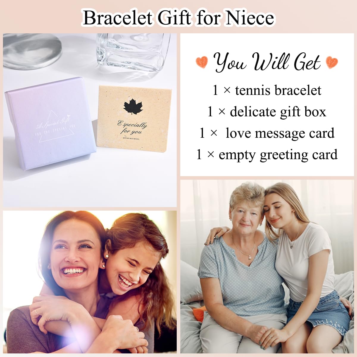 Birthday Gifts for Women Girls, Sparkling Cubic Zirconia Tennis Bracelet Gifts, Christmas Mothers Day Graduation Presents for Her