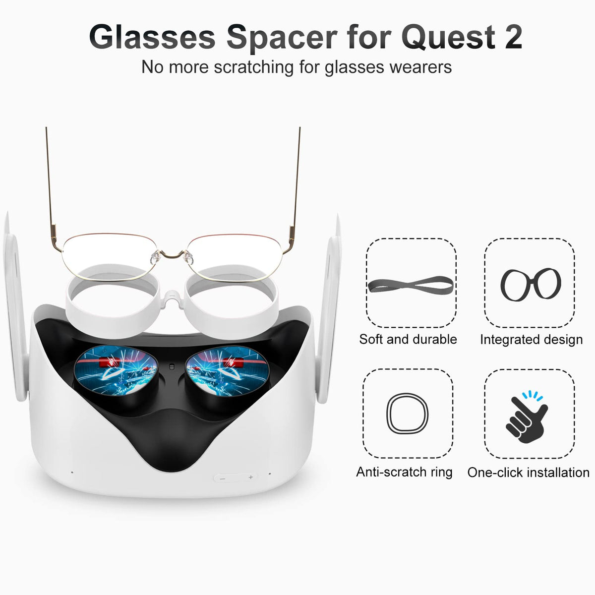 SUPERUS Facial Interface & Face Cover Pad for Oculus Quest 2, Sweat-Proof PU Foam Cushion - VR Accessories for Meta Quest 2