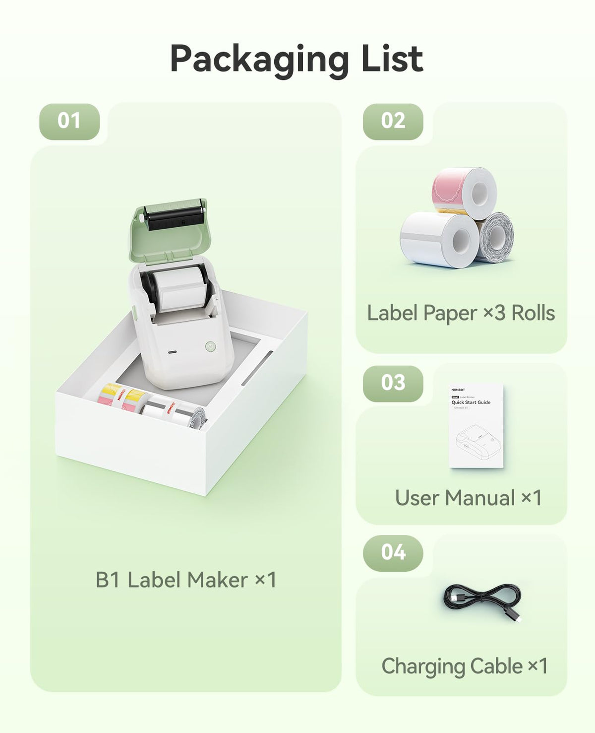 NIIMBOT B1 Label Maker Machine, 2 Inch Bluetooth Sticker Printer
