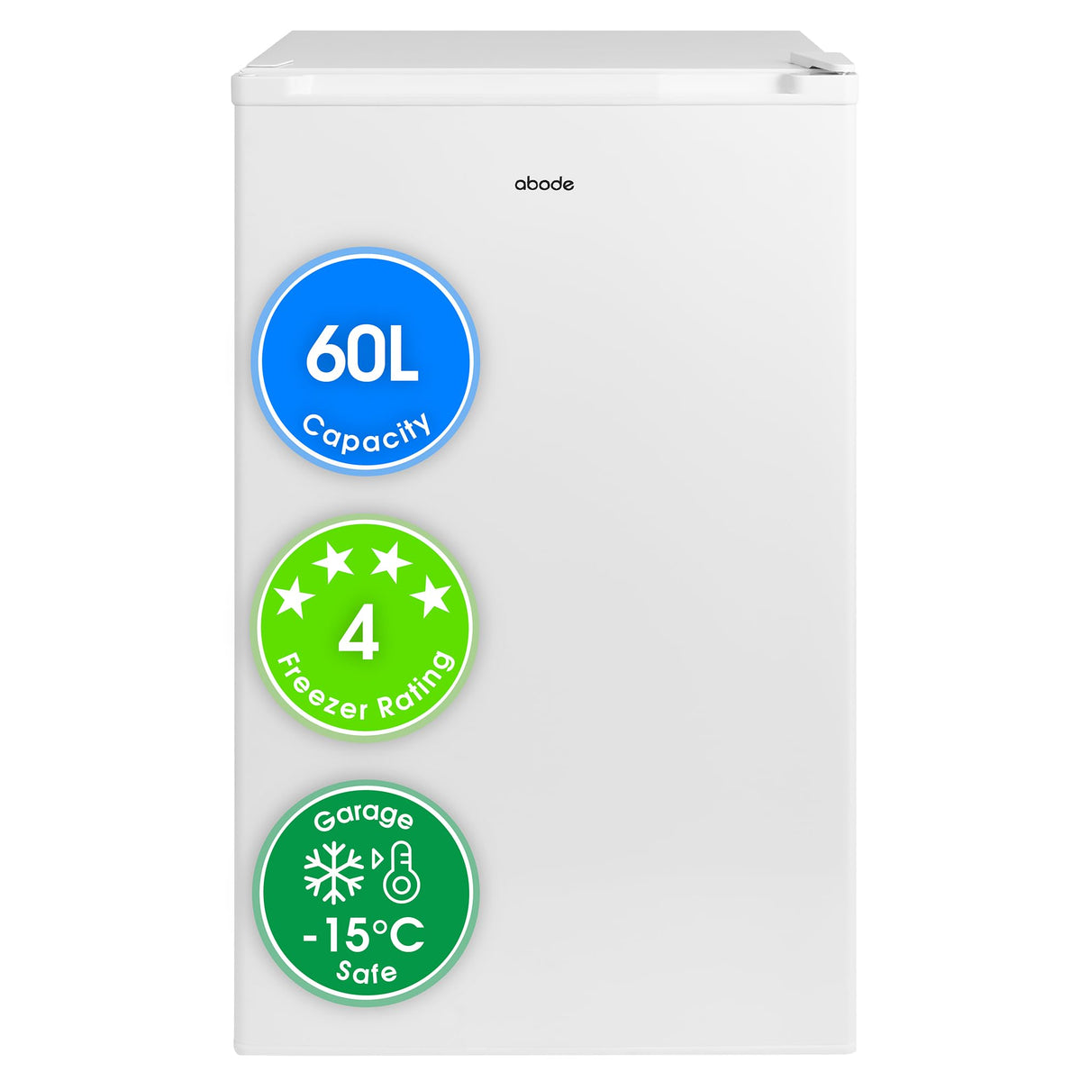 Abode Under Counter Freezer 55cm Wide Freestanding White 91 Litre with 4 Drawers, Adjustable Feet & Reversible Door, 4 Star Freezer, Suitable for Garages & Outbuildings A85UCFZ552E1W (White, 55 cm)