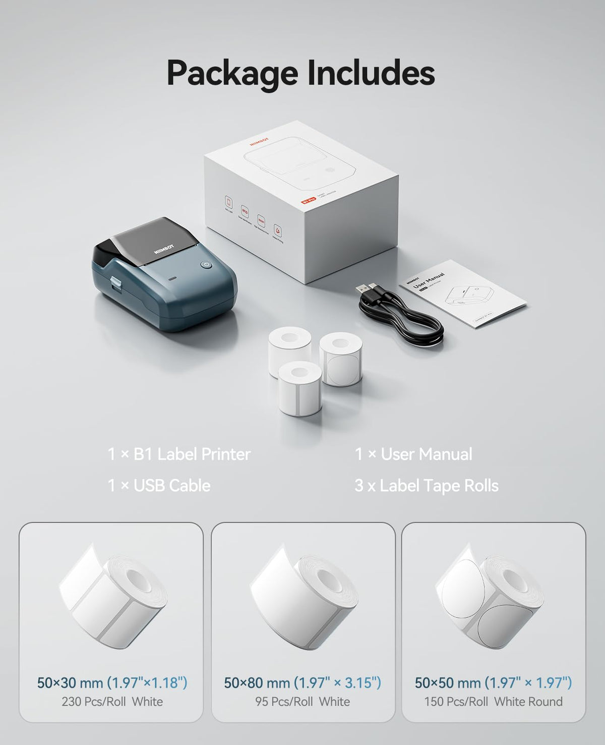 NIIMBOT B1 2-Inch Label Maker, Portable Thermal Printer for Small Business