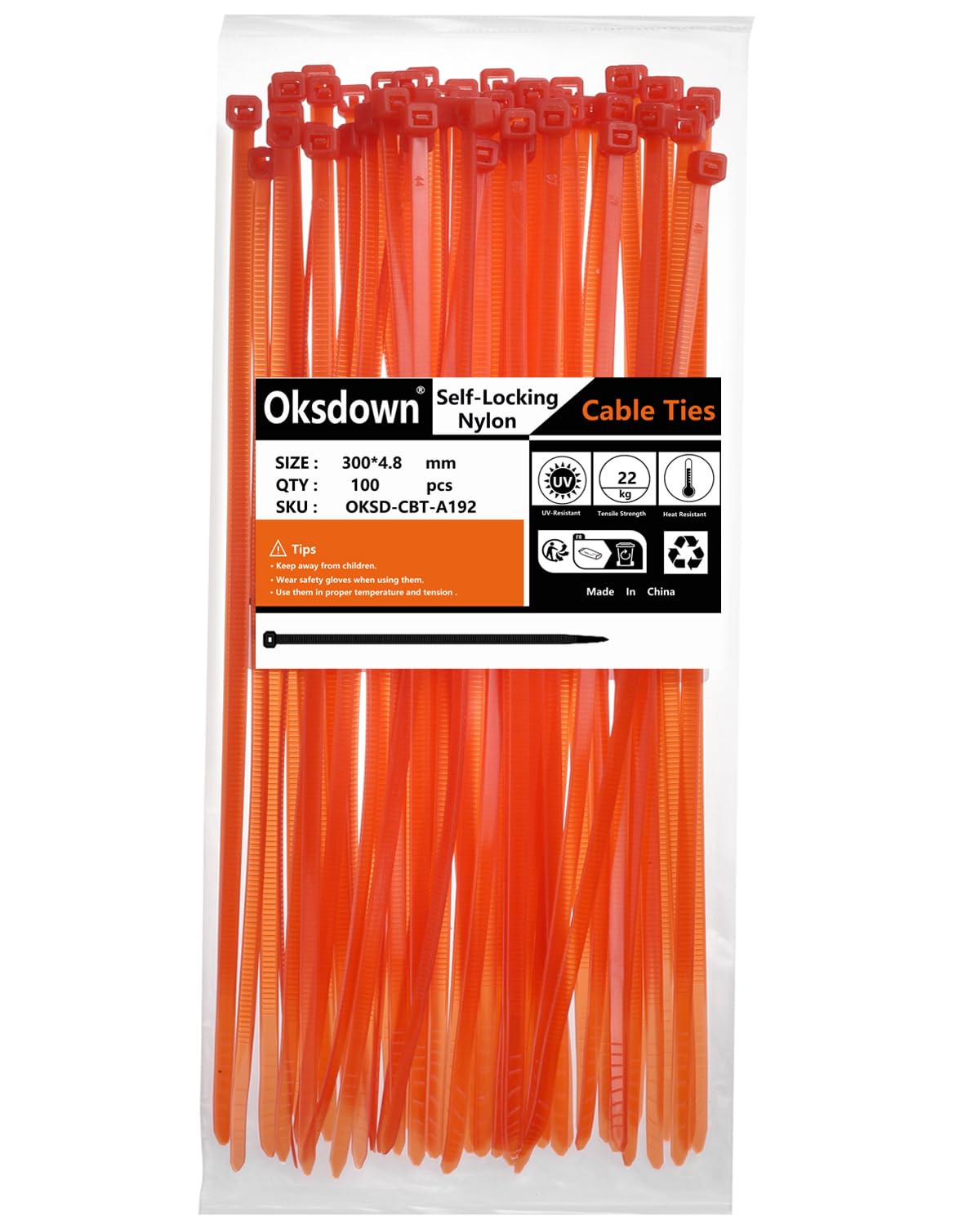 100 Pack Yellow Plastic Cable Ties 300mm×3.6mm Heavy Duty Strong Nylon Premium Self Locking 12 inch/30 cm Long Zip Tie Wraps