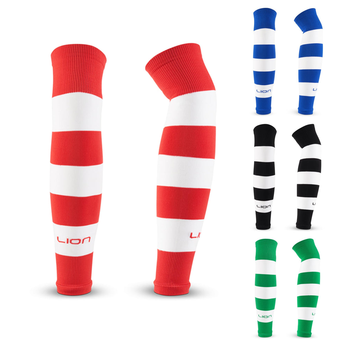 LION SPORTSWEAR Football Sock Sleeves To Accompany Grip Socks - Fits Over Calf/Shin Pads - Variety Of Colors To Match Your Team Kit