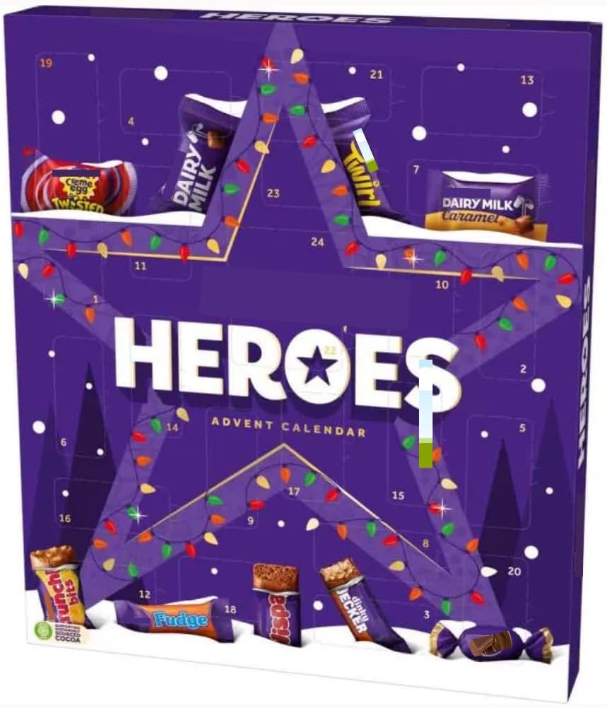 Cadburry advent calendar 2026- Cadbery heroes christmas chocolate advent calendar for kids teens adults - 24 days christmas chocolate advent countdown