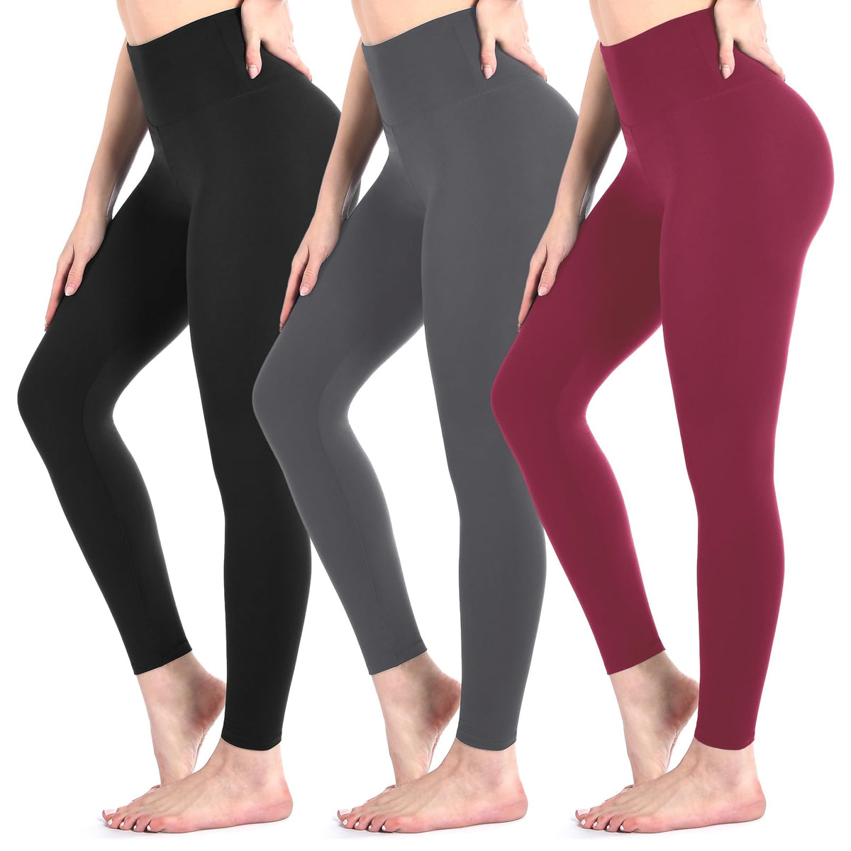 3 Pack Black Leggings for Women