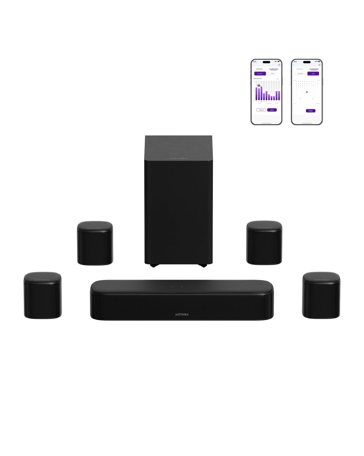 ULTIMEA 9.1ch Surround Sound System with Dolby Atmos, 2 Rear Speaker, 6.5" Wireless Subwoofer, RGB Light, App, Detachable Surround Sound System for Home Theater, Peak Power 470W, HDMI eARC, Apollo S90