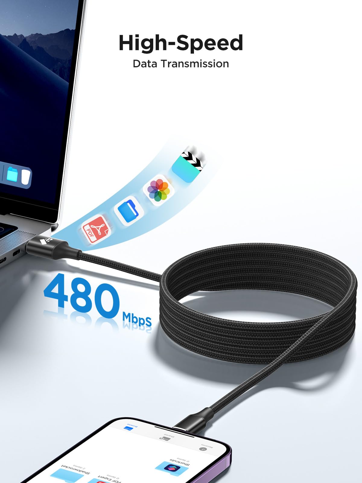 Aioneus iPhone Charger Cable 2M MFi Certified Lightning Cable Fast Charging