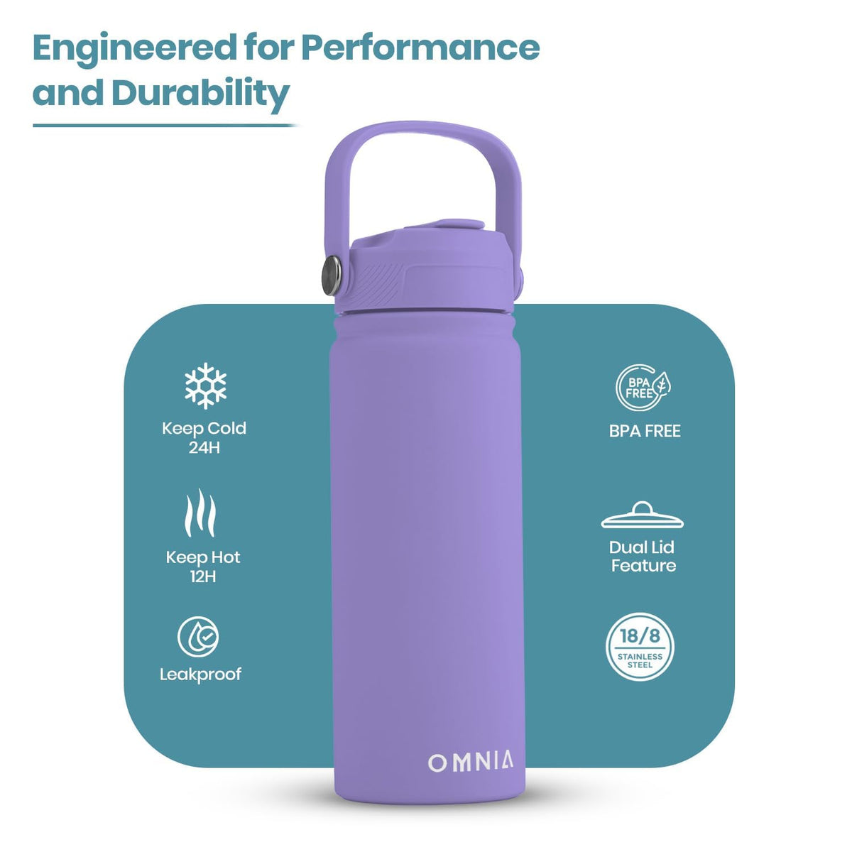 Vacuum Insulated Stainless Steel Water Bottle, 2 Lids (Straw & Spout) Leakproof, BPA-Free, Reusable Flask Ideal for Travel and Outdoors (Gradient Purple - 750 ml)