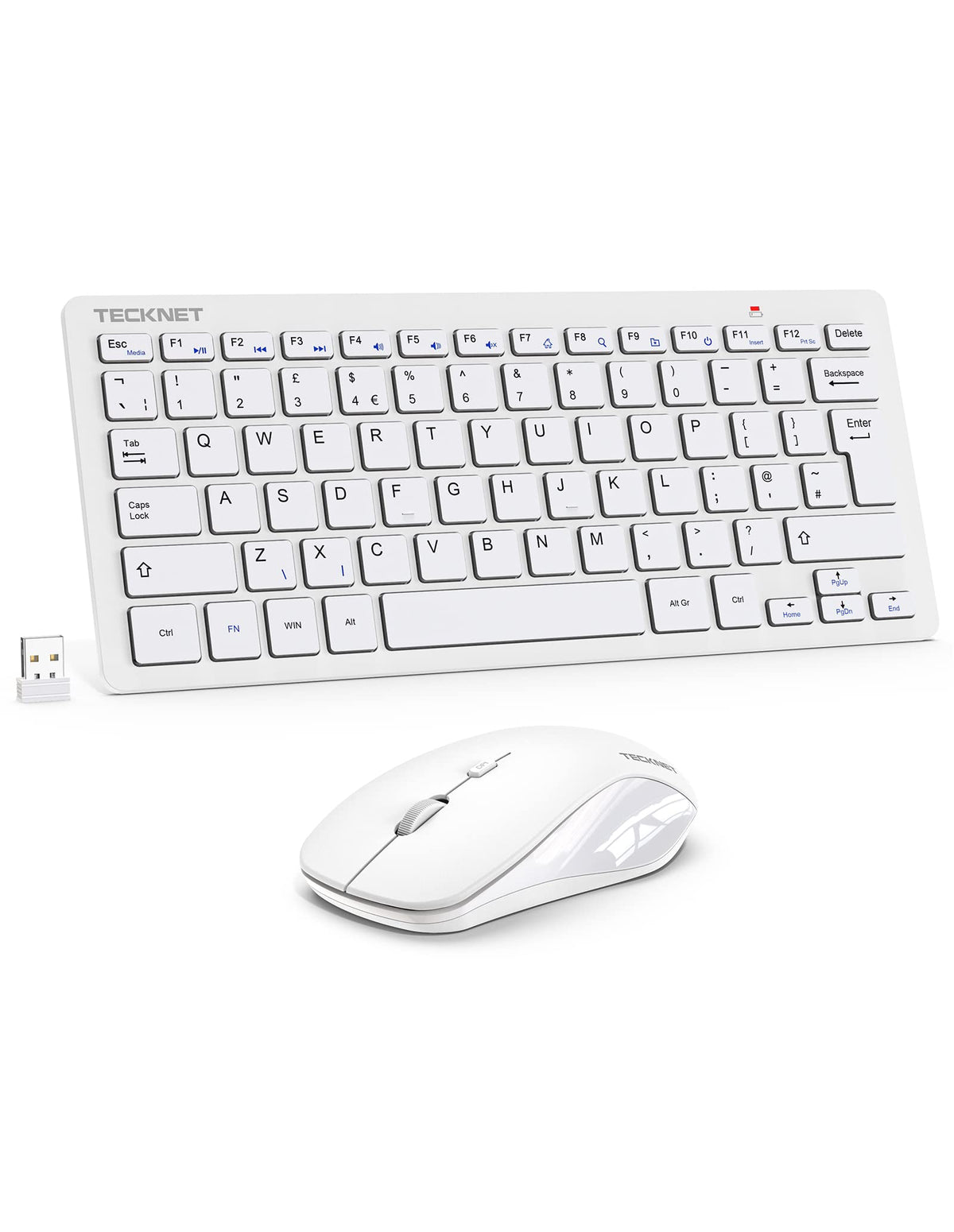TECKNET Mini Wireless Keyboard and Mouse Set, 2.4G Cordless USB, Black