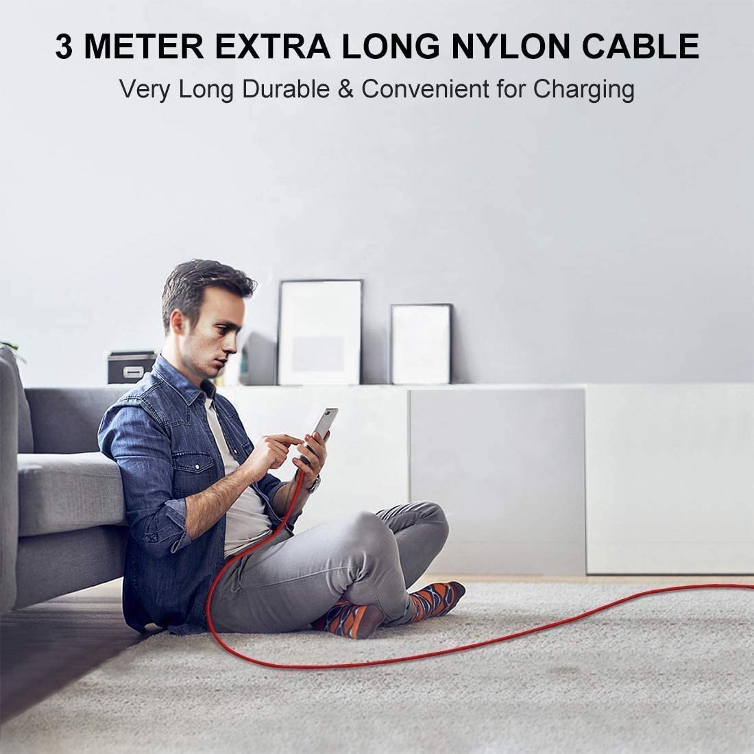 CLEEFUN 3M USB C Cable (2-Pack), Long PS5 Controller Charger Fast Charging
