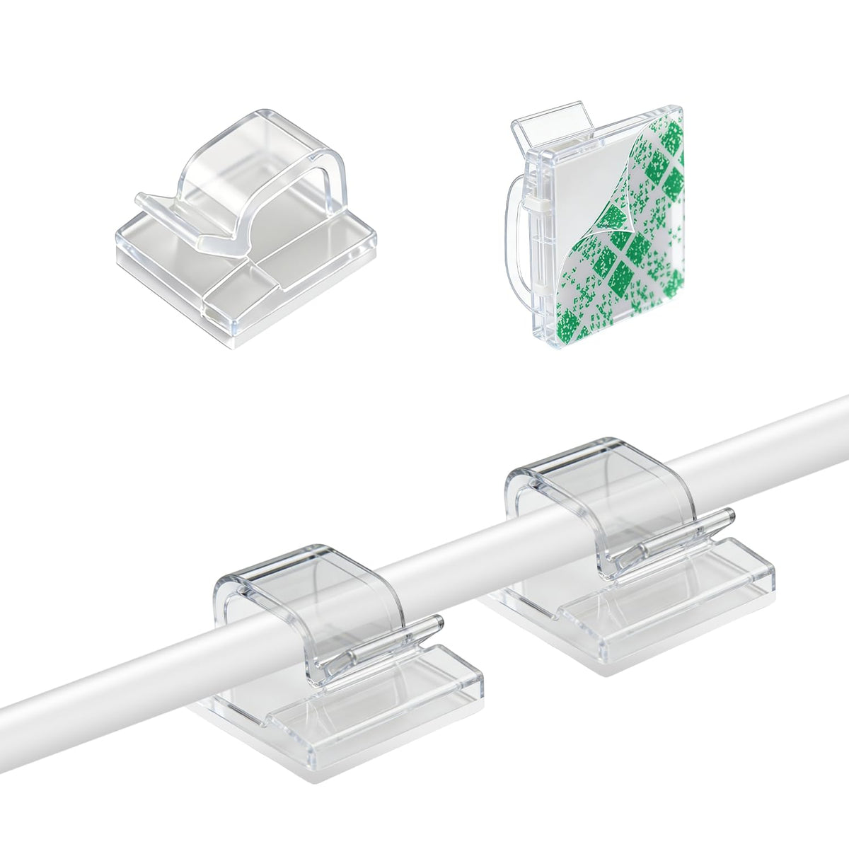 Cable Clips, Cable Tidy, Self Adhesive Cable Holder, Cable Management, Cord Organiser Clips Light Wire for Wall, Desk, Home, Office (Small-Transparent-100pcs)