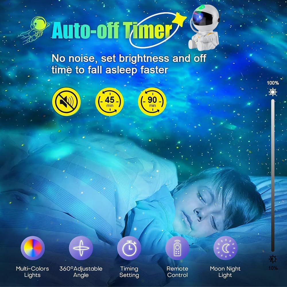 MAZ-TEK Astronaut Galaxy Star Projector - Starry Night Light with Remote Control Timer, 360° Adjustable for Christmas, Birthdays, Valentine's Day