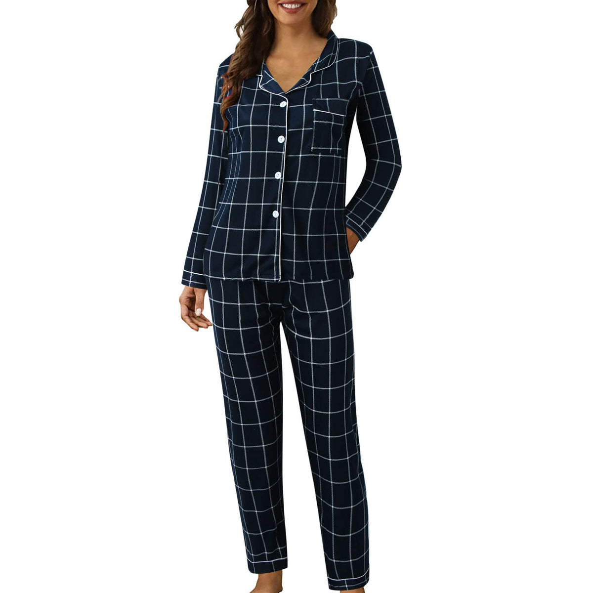 Pyjamas For Womens Women Pyjamas Set Lounge Wear Sets Matching Christmas Pjs Ladies Plus Size Co Ord Sets Autumn Nightwear Wide Leg Trousers Long Sleeve Comfort Nighties Fashion Fall Clothing Outfits