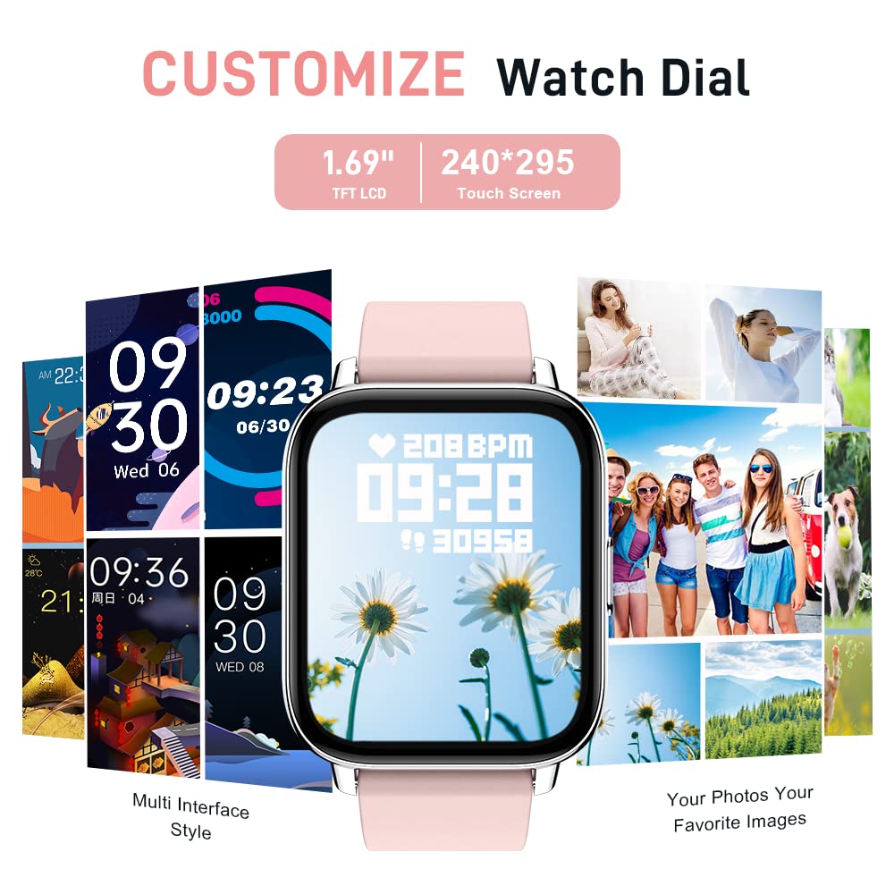 Motast Smart Watch, Fitness Tracker 1.69'' HD for Men Women, Step Counter