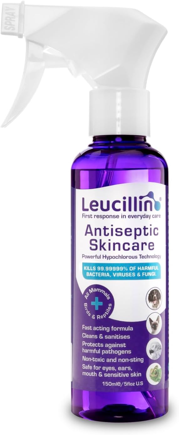 Leucillin Natural Antiseptic Spray 150ml - Antibacterial Antifungal Antiviral for Dogs Cats All Animals Itchy Skin Minor Wound Care and Skin Health | 150ml
