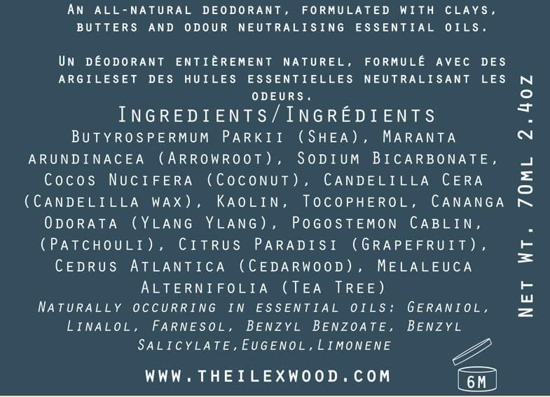 The Ilex Wood Natural Deodorant Stick - Ylang Ylang & Cedarwood - 70ml