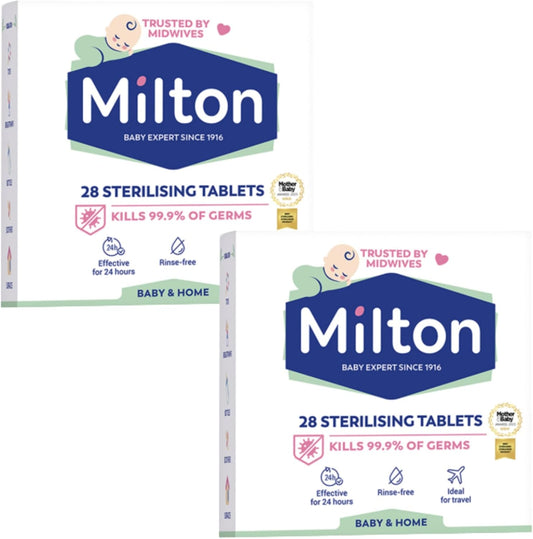 Milton Sterilising Tablets — 2 Pack (56 Tablets), Kills 99.9% of Germs, No Rinsing, Travel-Friendly | Cold Water Baby Steriliser
