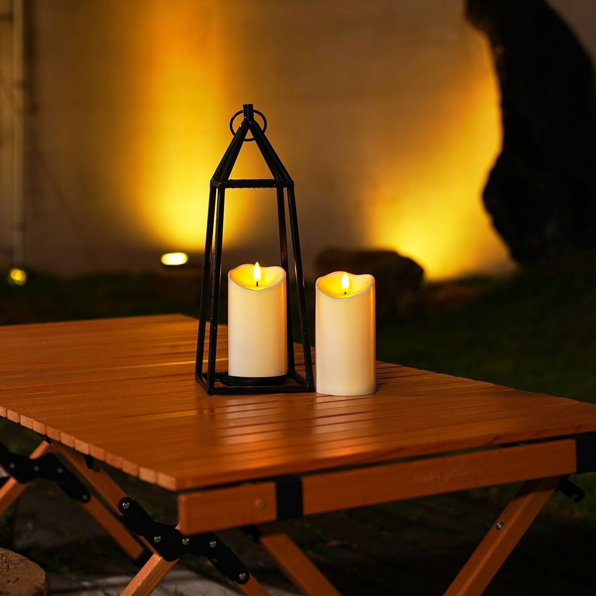 Homemory Outdoor Waterproof Flameless Candles, Dark Ivory, Set of 2, D 3"