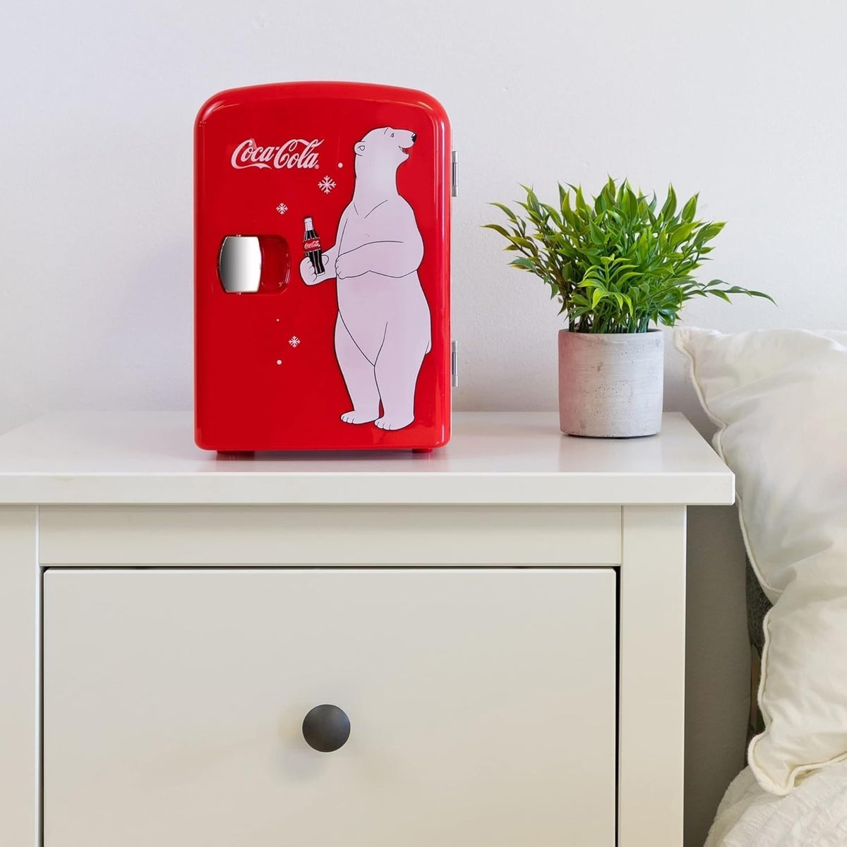 Mini Fridge For Bedrooms 4L Small Fridge 6 Can Table Top Quiet Mini Fridges For Skincare Office Food Drinks Kids Home Car & Travel 12v Portable Cooler Warmer Refrigerator by Coca-Cola, PB Red