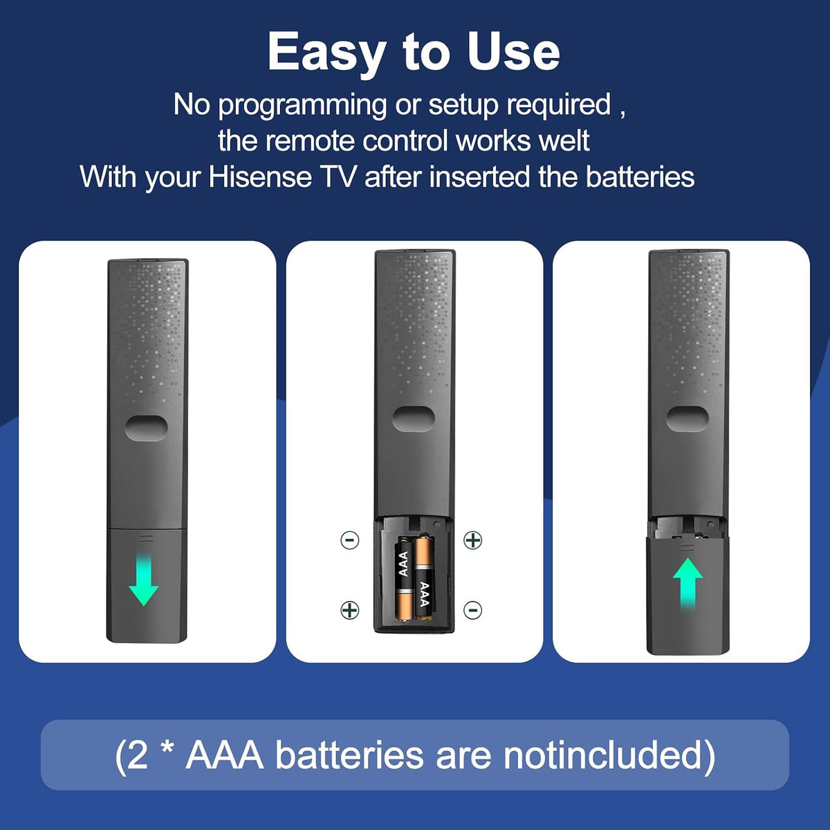 Replacement Hisense TV Remote Control for Hisense VIDAA 4K UHD FHD QLED LED LCD HDTV Smart TV Remote Replacement with 12 Shortcut Buttons, No Setup Required