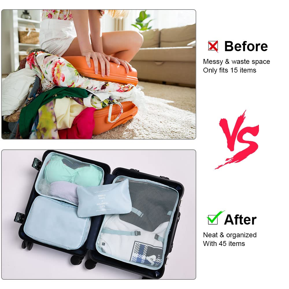 OSDUE Packing Cubes for Suitcase, 8PCS Thickening Travel Organiser Packing Bags Lightweight Travel Accessories Organizers Essentials Clothes Shoes Cosmetics Toiletries Storage Bags