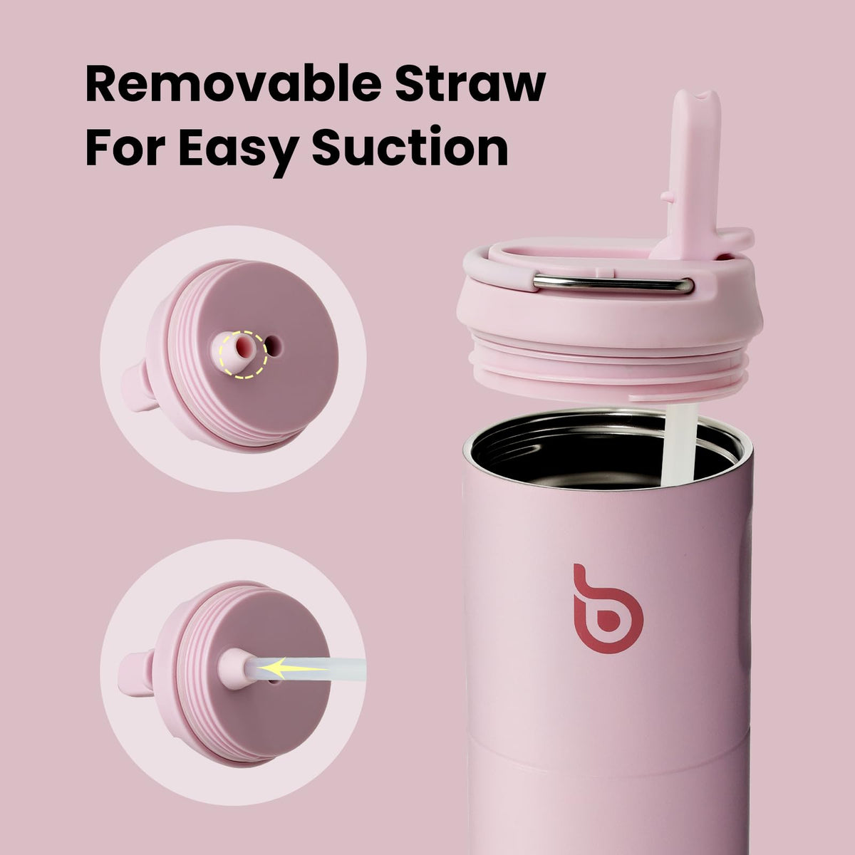 Bottle Bottle Stainless Steel Water Bottle 700ml with Straw and Lid Sports Insulated Metal Water Bottles with Handle(Black)