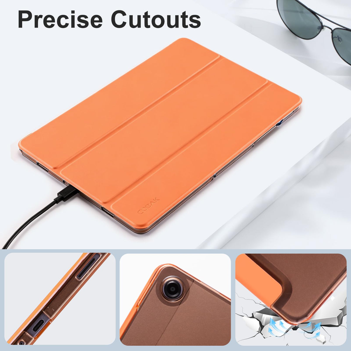 CoBak Case for Samsung Galaxy Tab A11+ Plus 11 Inch 2025/A9+ Plus 2023 - PU Leather Smart Cover with Auto Sleep/Wake for Tab A11+, Translucent Hard Shell, Multi-Viewing Angles, Green Pattern