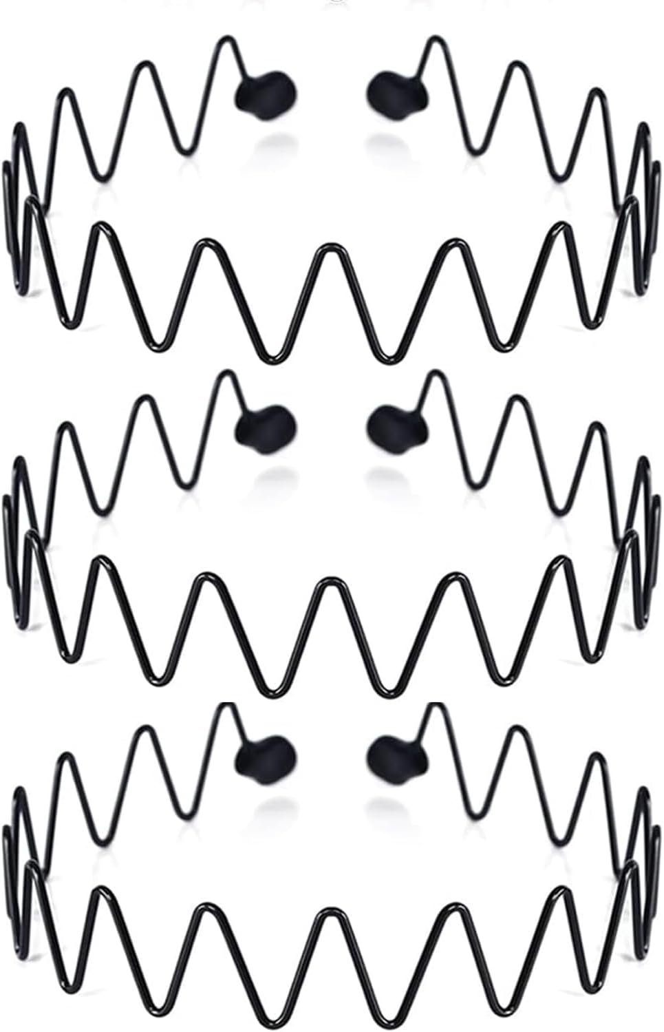 3PCS Metal Hair Bands for Men Non-Slip Black